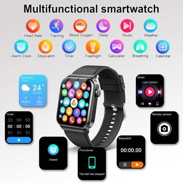 Smart Watch for Men Women Answer/Make Calls, 1.85" Touch Screen Smart Watches with Step Counter, Heart Rate Sleep Monitor, 110+ Sport Modes, Fitness Tracker, IP68 Waterproof Smartwatch for Android iOS - Image 4