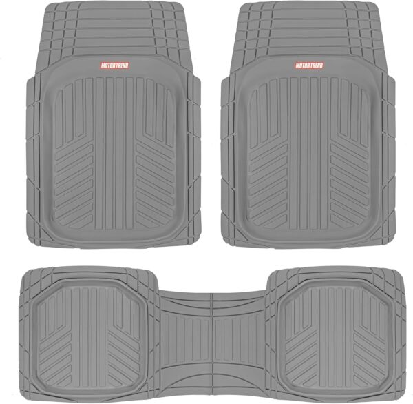 Motor Trend FlexToughXL Floor Mats for Cars Full Set, All-Weather Rubber Automotive Floor Mats, Waterproof Heavy Duty Car Mats, Flexible Floor Liners for Car Truck Van SUV, Car Floor Mats (Gray) - Image 2