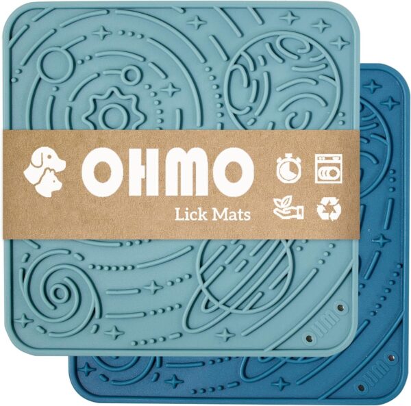 OHMO Licky Mat for Dogs and Cats(Large, 2pcs) Enrichment Accessories Toy Space Star Easy Clean Pet Slow Feeder with Suction Cups, Licking Pad for Anxiety Relief and Boredom Reduction - Image 2