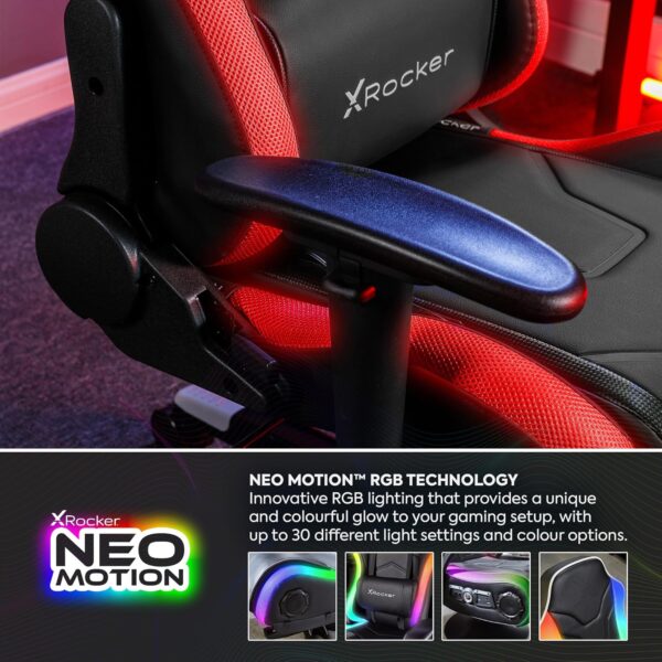 X-Rocker Agility RGB Gaming Chair, Racing Computer Chair with Lights for Kids and Juniors, Swivel Office Chair Ergonomic PC Chair with High Back, Headrest and Lumbar Support Cushion, Height Adjustable - Image 8