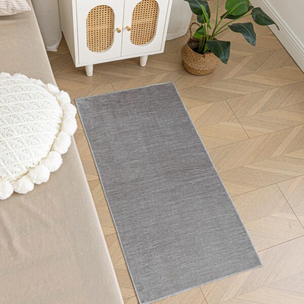 Evitany Short Pile Carpet, Area Rugs Machine Washable Room Rug Anti-Slip Rug, Soft Carpets Bedside Rugs for Bedrooms,Grey,60x120 cm - Image 7