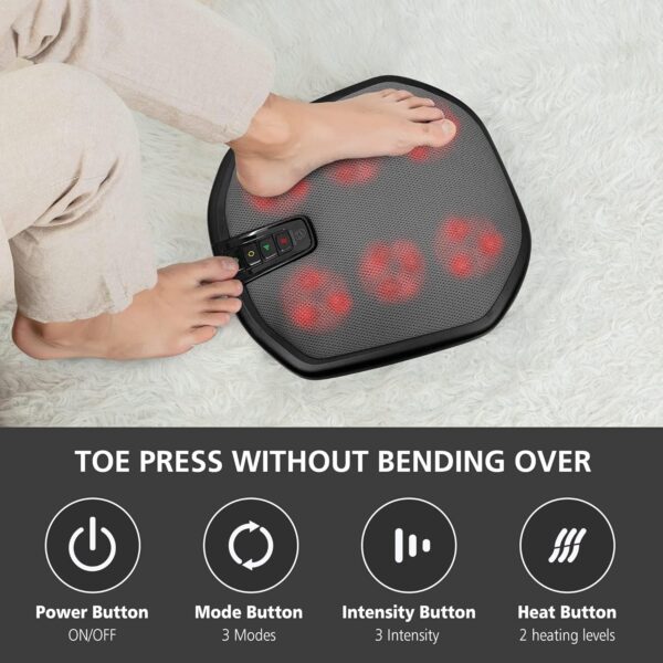 COMFIER Shiatsu Foot Massager Machine,Kneading Foot Massager with Heat, Heated Foot Warmer, Feet Massager for Pain Relief, Plantar Fasciitis, Fit All Foot Size, Black - Image 7