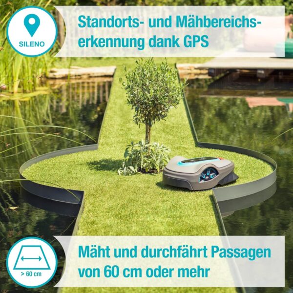 Gardena Smart Sileno Life 1000 m² Robotic Lawnmower Set: Innovative Lona AI Technology, Control via App, Sensor Control, for Inclines up to 35 Percent, Includes Smart Gateway, DE Version (19702-60) - Image 5