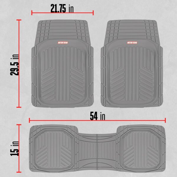 Motor Trend FlexToughXL Floor Mats for Cars Full Set, All-Weather Rubber Automotive Floor Mats, Waterproof Heavy Duty Car Mats, Flexible Floor Liners for Car Truck Van SUV, Car Floor Mats (Gray) - Image 5