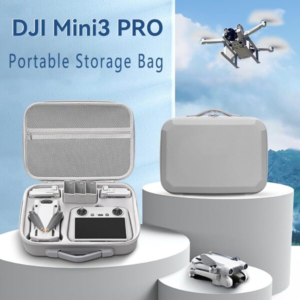 YUEMING Mini 3 Pro RC Case, Portable PU Leather Storage Bag Carrying Case with Handle Storage Box Shoulder Bag Compatible for DJI Mini 3/Mini 3 Pro RC Controller and Accessories - Image 4