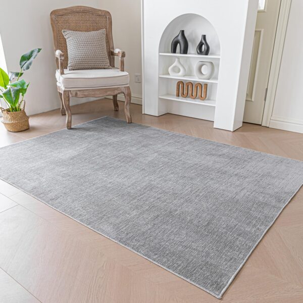 Evitany Short Pile Carpet, Area Rugs Machine Washable Room Rug Anti-Slip Rug, Soft Carpets Bedside Rugs for Bedrooms,Grey,60x120 cm - Image 2