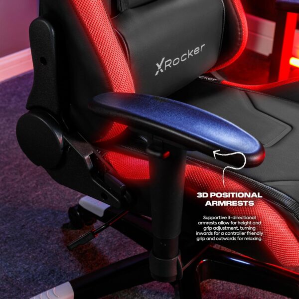 X-Rocker Agility RGB Gaming Chair, Racing Computer Chair with Lights for Kids and Juniors, Swivel Office Chair Ergonomic PC Chair with High Back, Headrest and Lumbar Support Cushion, Height Adjustable - Image 6