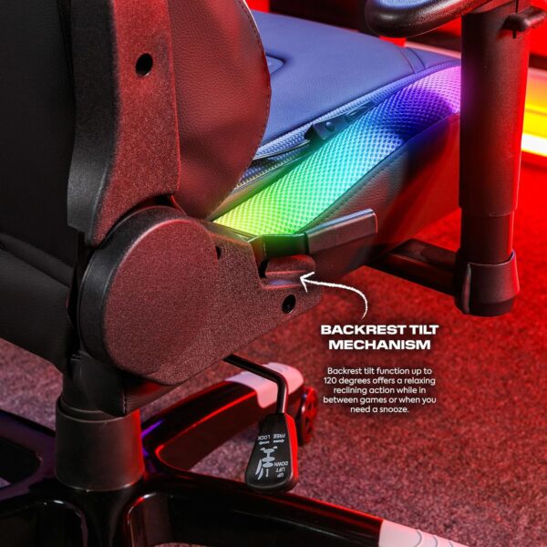 X-Rocker Agility RGB Gaming Chair, Racing Computer Chair with Lights for Kids and Juniors, Swivel Office Chair Ergonomic PC Chair with High Back, Headrest and Lumbar Support Cushion, Height Adjustable - Image 7