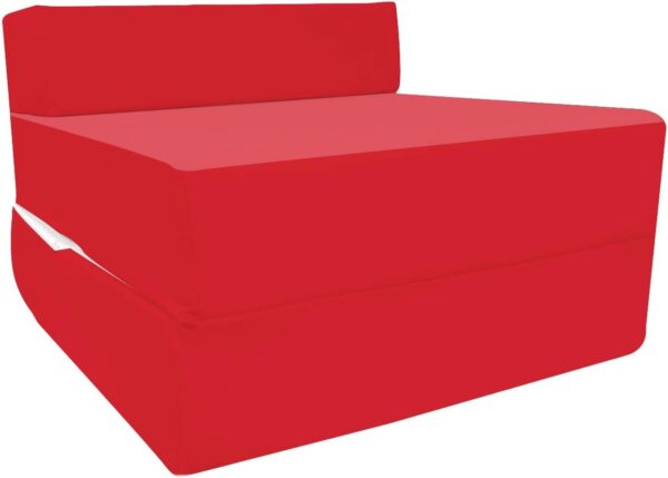 iStyle Mode Fold Out Guest Chair Z Bed Futon Sofa Comfortable Supreme Quality Foam for Adult and Kids Lounger Mattress (Red) - Image 2