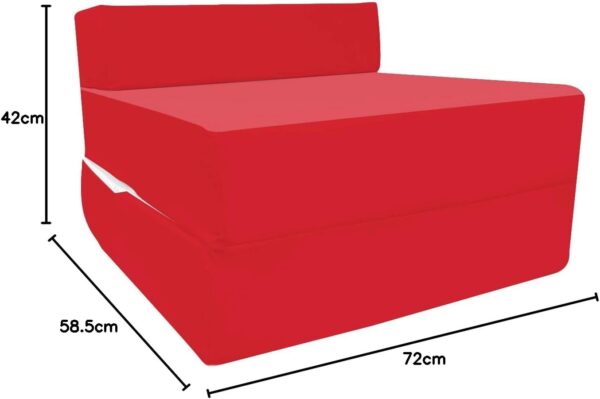 iStyle Mode Fold Out Guest Chair Z Bed Futon Sofa Comfortable Supreme Quality Foam for Adult and Kids Lounger Mattress (Red) - Image 3