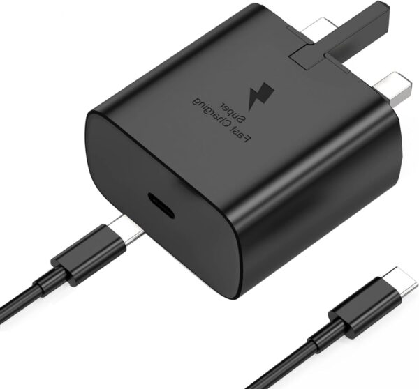 Galaxy A15 / A15 5G Charger Plug [25W] Super Fast Charger Plug For Samsung Galaxy A15 / A15 5G USB Type C Fast Charging Cable [1M] High Speed Adapter UK 3 Pin Mains wall Phone Charger Plug - Image 8