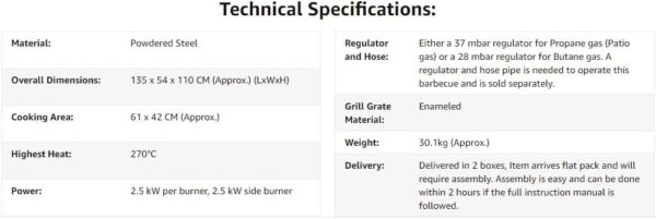 CosmoGrill Pro Deluxe 5 Gas Burner 4+1 Barbecue Grill, Stainless-Steel Warming Rack, Side-Burner, Built-in Temperature Gauge for Home Garden Party Outdoor Cooking (93411) - Image 7