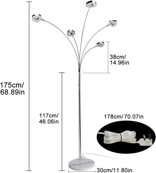 PADMA LED Floor Lamps Rotatable, Modern Standing Lamp Dimmable, Eye Protection Standard Pole Light with Crystal LED Beads, Standing Lamps for Living Room, Bedroom, Corner,Office,3000k Warm White - Image 4