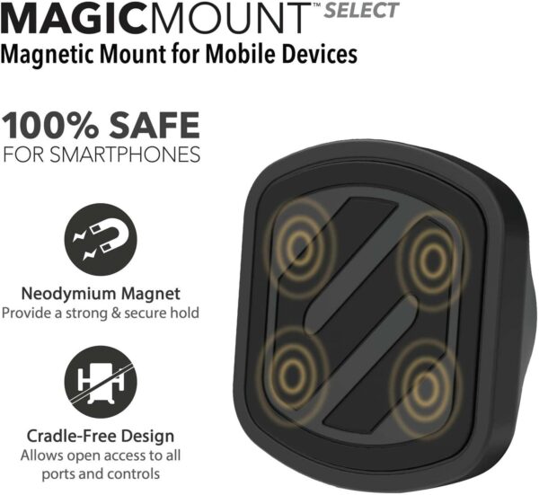 Scosche - MagicMount Select Car Phone Holder Magnetic Dashboard Phone Holder Standard & Short Base for Smartphone & iPhone All Models - Image 3