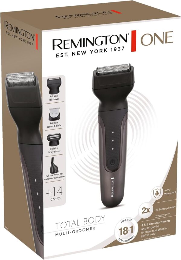 Remington ONE 18-in-1 Total Body Multi-Groomer for Men & Women (Body Hair Trimmer, 38mm Blade for Hair & Beard, Foil Shaver, Nose & Ear, 14 Combs, USB, Waterproof, Cordless, 60-Minute Run Time) PG780 - Image 10