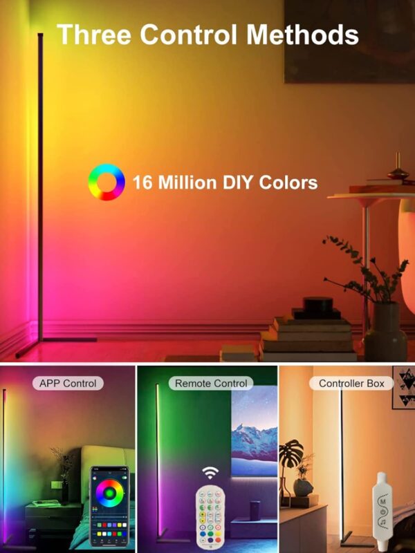 DeeprBling Smart LED Floor Lamp, 165cm, 16 Million Colour Changing Standing RGB Corner Light with Music Sync, Remote & App Control, DIY Mode & Timing, Modern Mood Lighting for Living Room - Image 4