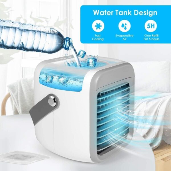 Portable Air Conditioner Personal Ultra Mini Cooler 3 in 1 Conditioners for Home Compact Evaporative Mobile Small Con Humidifier Wind Speed Aircon Unit Fan with Water Tank Office Gray - Image 5