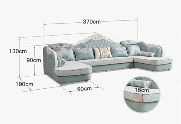 WTTTTW Green, Oversized Honorable Family Sofas & Couches, Large U-Shaped Fabric Sofa Set w/Chaise Longue, Removable & Washable Living Room Sofa Set, for Large-Sized Living Rooms, Big House - Image 3