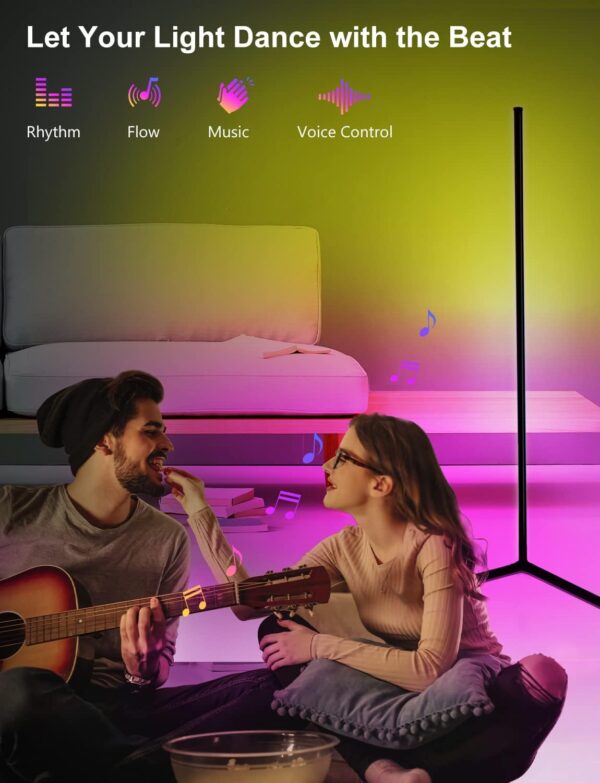 DeeprBling Smart LED Floor Lamp, 165cm, 16 Million Colour Changing Standing RGB Corner Light with Music Sync, Remote & App Control, DIY Mode & Timing, Modern Mood Lighting for Living Room - Image 9