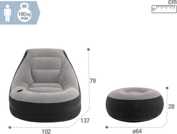 Intex - Lounge chair inflatable grey/black - Image 5