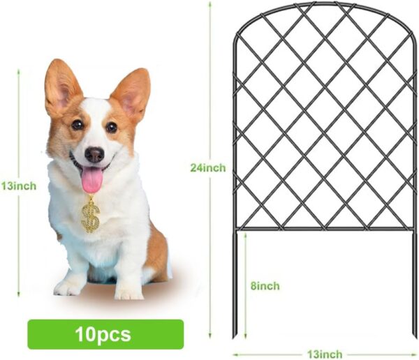 MyLink 10 Pack Decorative Garden Fence, Total 10ft(L) x 24in(H) Animal Barrier Border, No Dig Dog Fence,Black Thicken Rustproof Metal Wire Section Edging Fencing Panel for Outdoor Garden Yard, Arched - Image 3