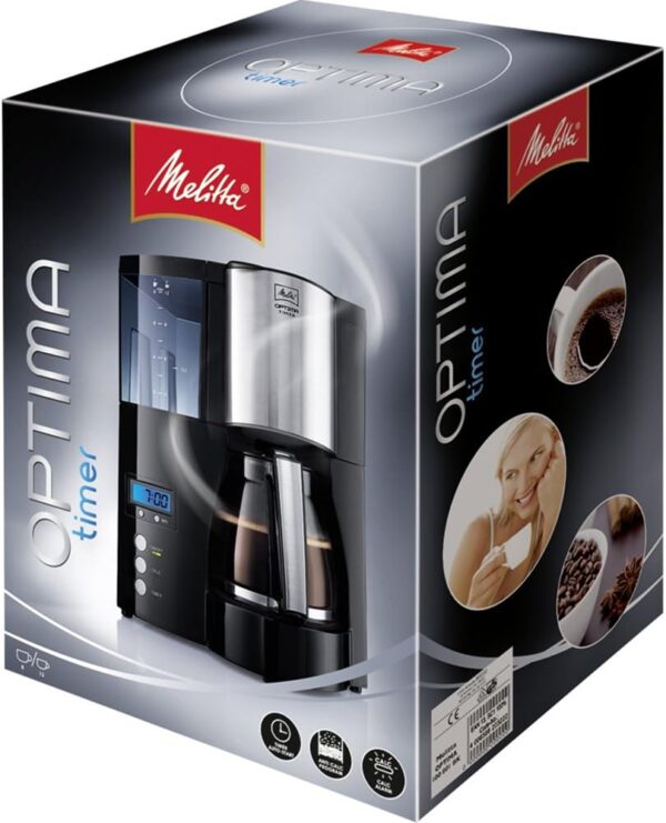 Melitta Filter Coffee Maker with Glass Pourer, Hot Hold and Timer Function, Optima Timer, Black, 100801 - Image 8