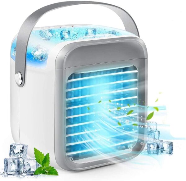 Portable Air Conditioner Personal Ultra Mini Cooler 3 in 1 Conditioners for Home Compact Evaporative Mobile Small Con Humidifier Wind Speed Aircon Unit Fan with Water Tank Office Gray - Image 2