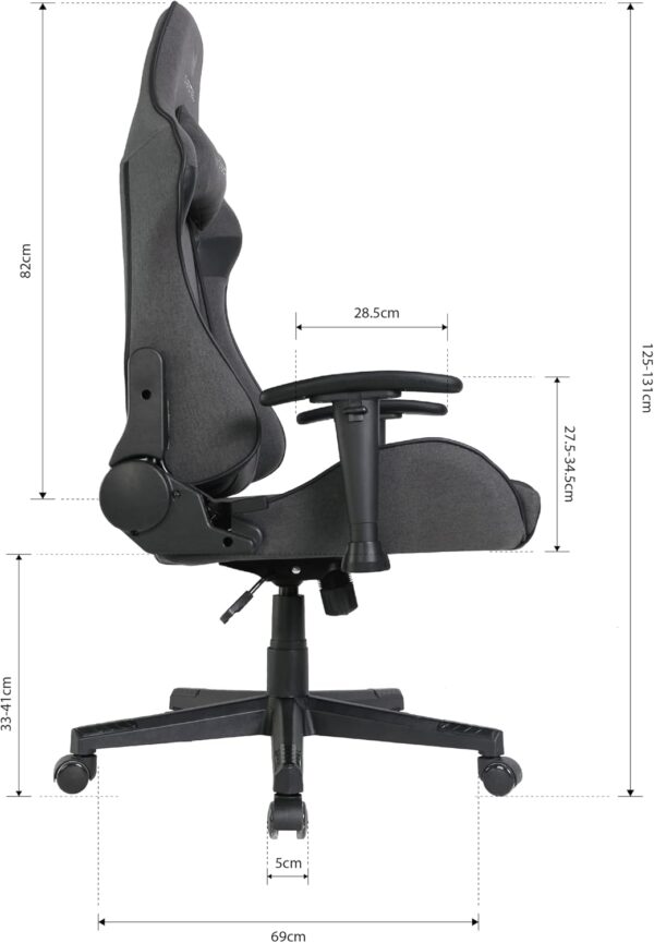 Oversteel - ULTIMET Professional Gaming Chair, Breathable Fabric, 2D Armrests, Height Adjustable, 180° Reclining Backrest, Gas Piston Class 3, Up to 120Kg, Black - Image 13