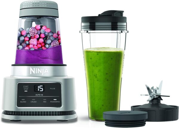 Ninja Food Processor with 4 Automatic Programs; Chop, Puree, Slice, Mix, and 3 Manual Speeds, 2.1L Bowl, Black BN650UK & Foodi Power Nutri Blender 2-in-1, 700ml Cup & 400ml Bowl with Power Paddle - Image 6