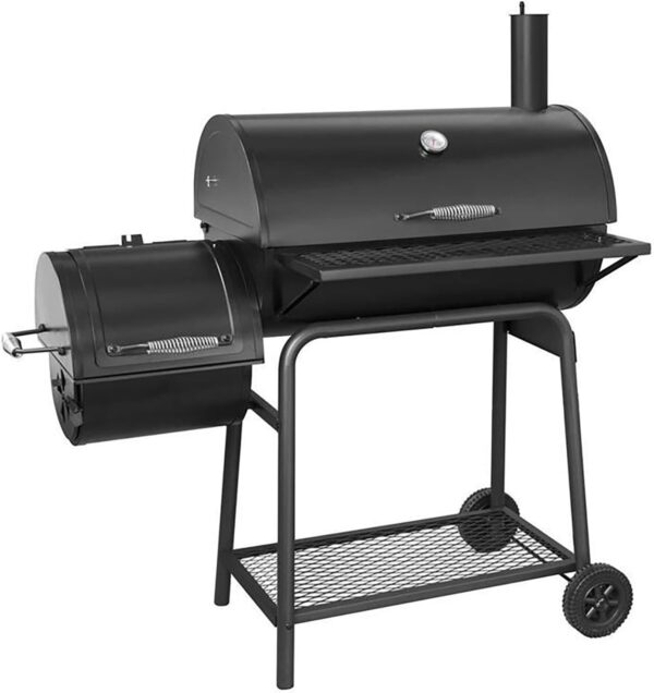 KRCO Outdoor Charcoal Grill with Offset Smoker and Wheels,Barrel BBQ Grill with Grill Cover & Chimney Starter, Barbecue Camping Charcoal Grills for Outdoor Backyard, Black - Image 3