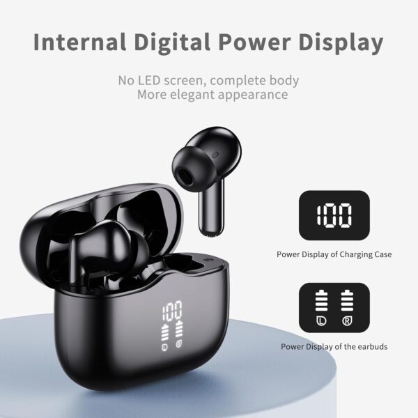 Wireless Earbuds, Bluetooth 5.3 Headphones Wireless Earphones, 2024 In Ear buds Wireless Earbuds, 4 ENC Noise Cancelling Mic Wireless Headphones, IP7 Waterproof, 40H Playtime, Mini Ultra Light, Black - Image 5