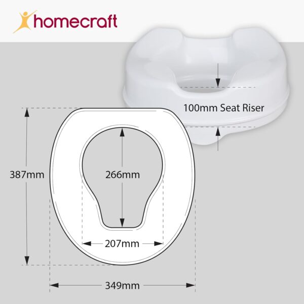 Homecraft Savanah Raised Toilet Seat Without Lid, Elongated Toilet Seat for Elderly, Handicapped & Disabled, Adjustable Bracket Bathroom Aid, 10 cm - Image 9