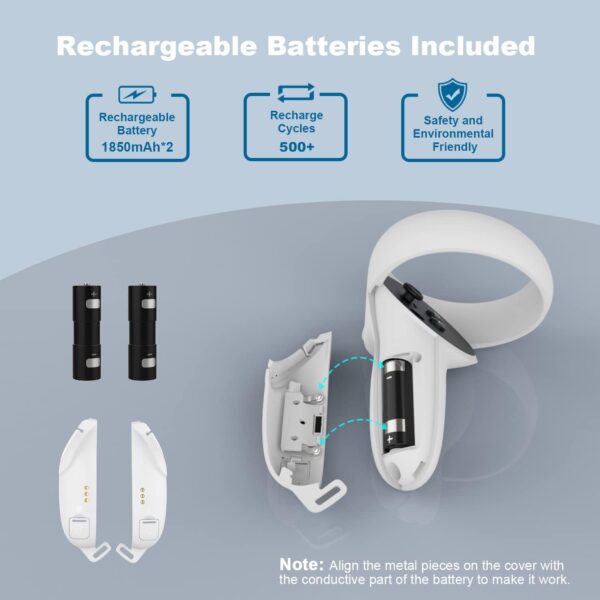 AMVR Charging Dock for Quest 2, Adjustable Sport Wrist Knuckle Strap, Headset Display Stand and Controller Mount Station for Meta with 2 Rechargeable Batteries, Support Elite Strap with Battery - Image 4