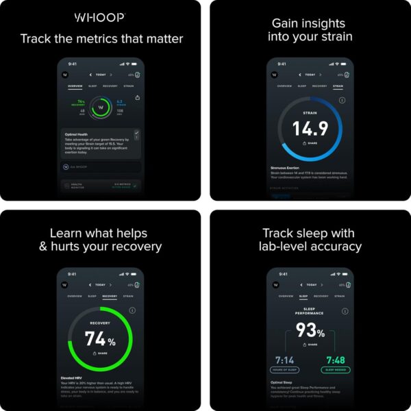 WHOOP 4.0 With 12 Month Subscription – Wearable Health, Fitness & Activity Tracker – Continuous Monitoring, Performance Optimization, Heart Rate Tracking – Improve Sleep, Strain, Recovery, Wellness - Image 3