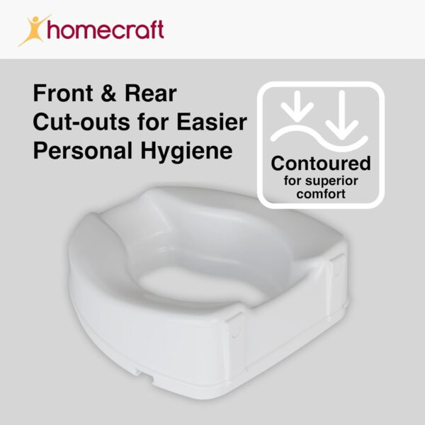 Homecraft Savanah Raised Toilet Seat Without Lid, Elongated Toilet Seat for Elderly, Handicapped & Disabled, Adjustable Bracket Bathroom Aid, 10 cm - Image 5