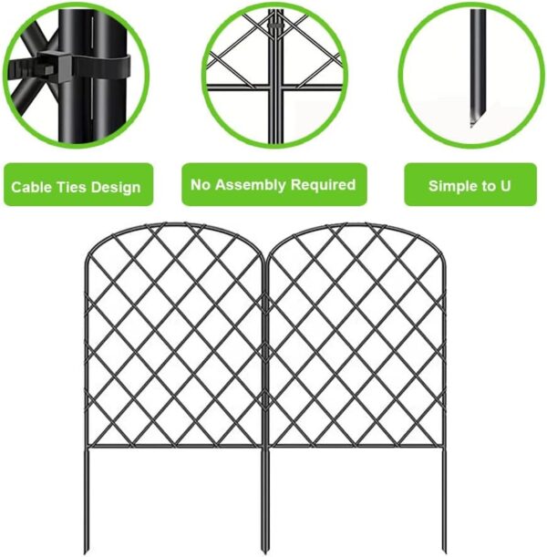 MyLink 10 Pack Decorative Garden Fence, Total 10ft(L) x 24in(H) Animal Barrier Border, No Dig Dog Fence,Black Thicken Rustproof Metal Wire Section Edging Fencing Panel for Outdoor Garden Yard, Arched - Image 4