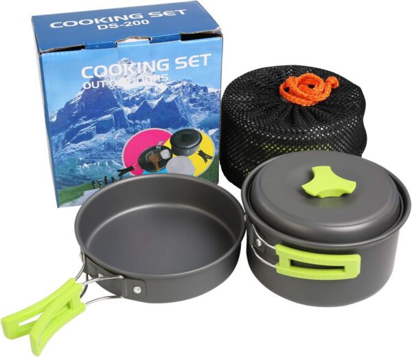 Ballery Camping Cookware, Portable Cooking Backpacking Kit, 8 Pcs Pot Pan Set with Mesh Bag for Outdoor Camping Hiking Picnic - Image 8