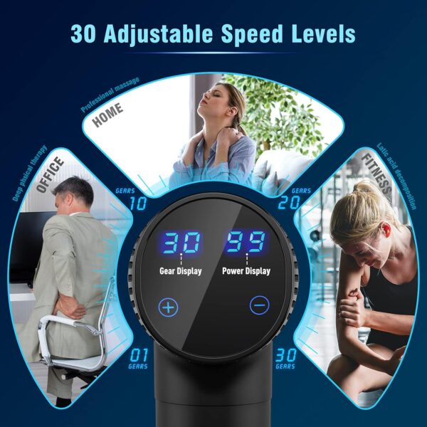 Muscle Body Massage Gun,TYIAUS Deep Tissue,30 Speeds Powerful Percussion Portable ,6 Massage Heads,LCD Touch Screen, Handheld for Muscle Pain Relief,Relax - Image 3