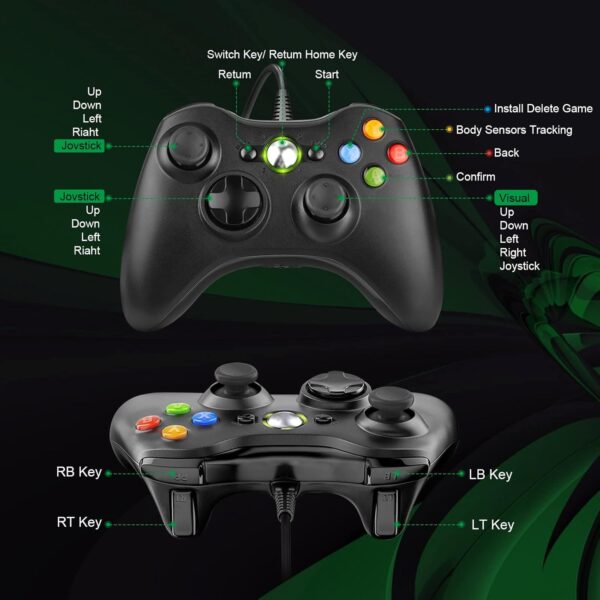 Controller for Xbox 360, Pc Controller Joystick Gamepad for Xbox 360 & PC, Ergonomic Design Gaming Controller for Xbox 360 Slim & PC with Windows Vista /7/8/10/XP - Image 8