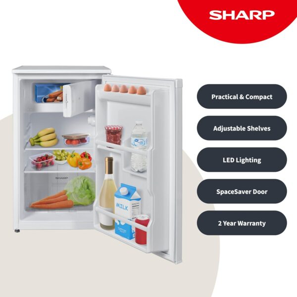 Sharp SJ-UE080M4W-EN Undercounter Fridge, with Icebox, E Rated, 48 cm, White - Image 4