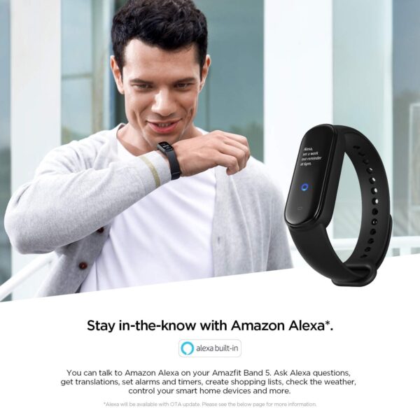 Amazfit Band 5 Smart Band Fitness Tracker with Alexa Built-in, 15-Day Battery Life, Blood Oxygen, Heart Rate, Sleep and Stress Monitor, 5 ATM Waterproof, 11 Sports Modes, Black (Renewed) - Image 3