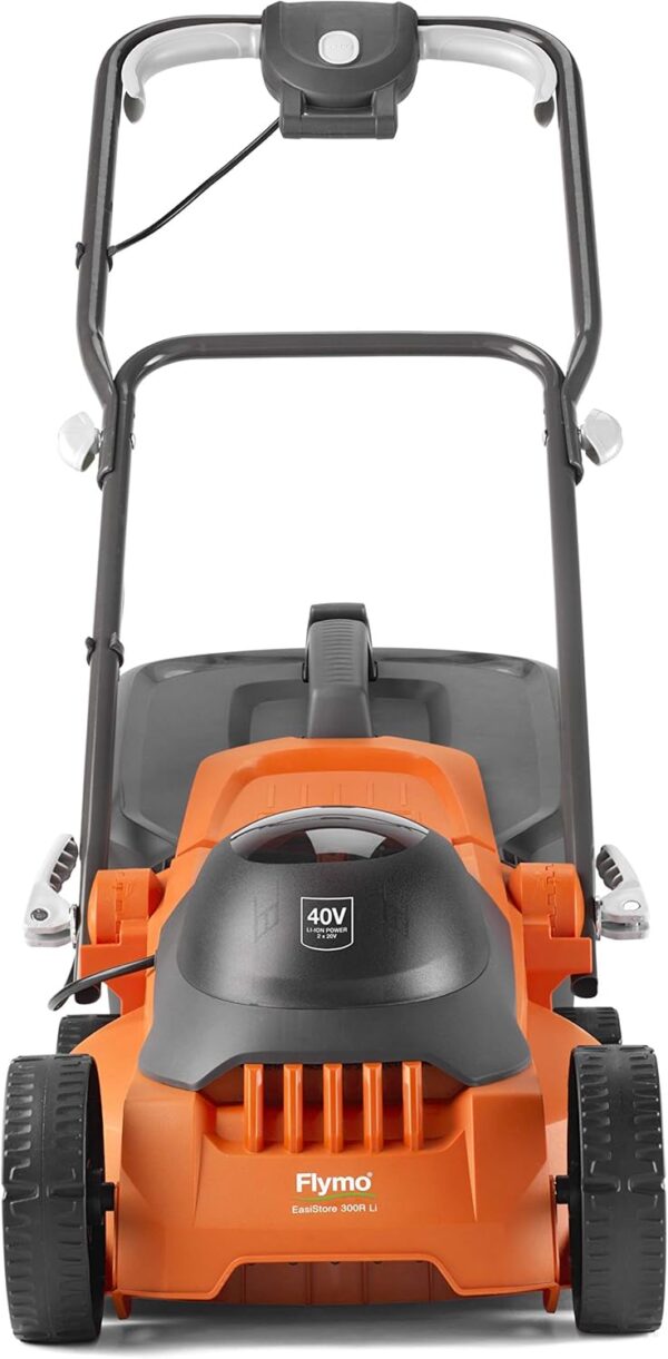 Flymo EasiStore 300R Li Cordless Rotary Lawn Mower - 40 V Battery (20 V x 2 Including Charger), 30 cm Cutting Width, 30 Litre Grass Box, Close Edge Cutting, Rear Roller, Space Saving Storage Features - Image 3