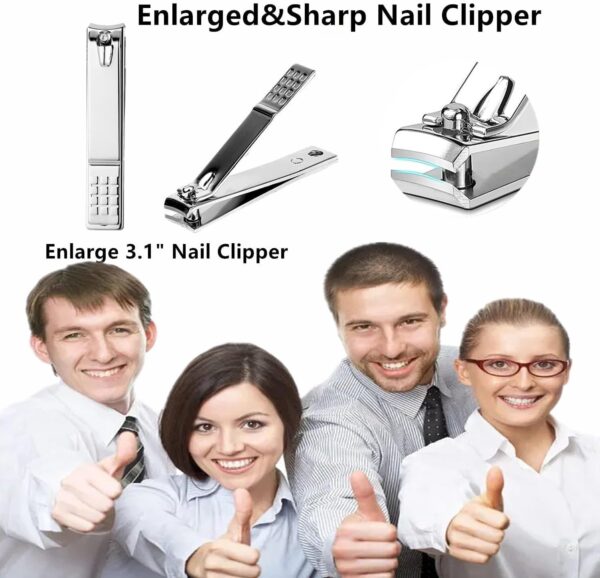 Nail Clipper Set Men Women Professional Stainless Steel Manicure Pedicure Set 16 Pcs Toe Finger Nail Clippers Kit with Portable Travel Case Personal Care Men Grooming Kit for Husband Family - Image 4