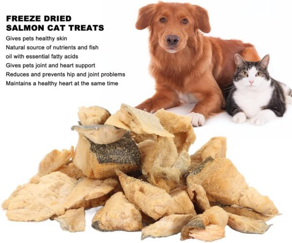 Freeze Dried Diced Salmon Pet Treats High Protein Low Fat Freeze Dried Salmon Snacks Blocks for Cat Dog Meow Pets 50g/1.7Oz - Image 3