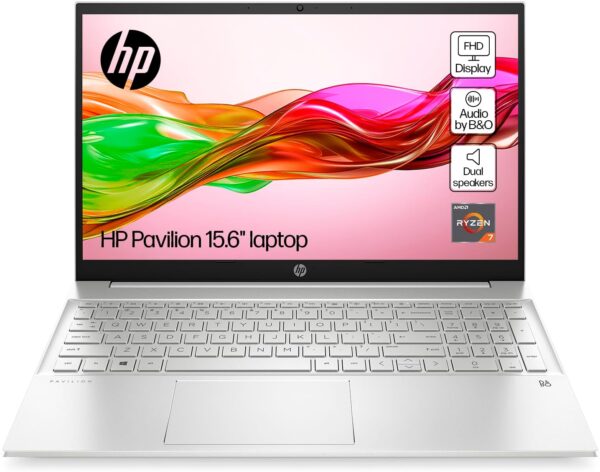 HP Pavilion 15.6" Laptop | AMD Ryzen 7-7730H Processor | 16 GB RAM | 512 GB SSD | AMD Radeon Graphics | FHD Display | Up to 8hrs battery | Win 11 | Audio by B&O | Natural Silver | 15-eh3000sa - Image 2