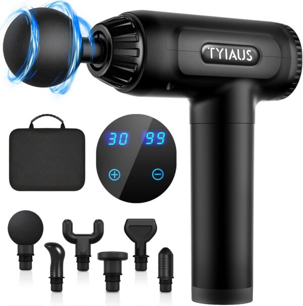 Muscle Body Massage Gun,TYIAUS Deep Tissue,30 Speeds Powerful Percussion Portable ,6 Massage Heads,LCD Touch Screen, Handheld for Muscle Pain Relief,Relax - Image 2