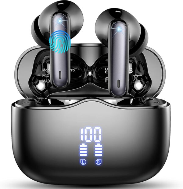 Wireless Earbuds, Bluetooth 5.3 Headphones Wireless Earphones, 2024 In Ear buds Wireless Earbuds, 4 ENC Noise Cancelling Mic Wireless Headphones, IP7 Waterproof, 40H Playtime, Mini Ultra Light, Black - Image 2