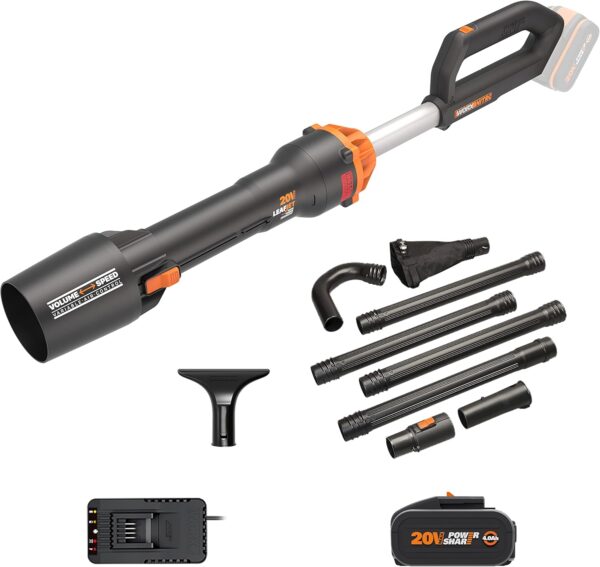 WORX NITRO 18V(20V MAX) Cordless Leaf Blower WG543E.1 Brushless Blower,Max.209km/h Air Speed, Max.696m³/h Air Flow,2-Speed Control, PowerShare, 1*4.0Ah Battery,1*2A Charger,W/GUTTERPRO Kit&Wide Nozzle - Image 2