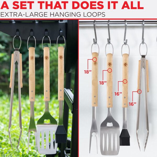 Alpha Grillers Premium Wood Grilling Gifts for Men - Grill Accessories Gift Ideas - BBQ Tool Set Grill Kit with BBQ Utensils - Unique for Dad, Wooden Grill Tools - Image 6