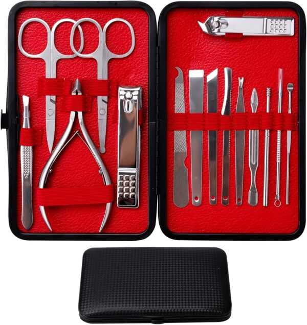 Nail Clipper Set Men Women Professional Stainless Steel Manicure Pedicure Set 16 Pcs Toe Finger Nail Clippers Kit with Portable Travel Case Personal Care Men Grooming Kit for Husband Family - Image 2